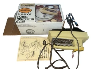 Vintage 1974 Sunbeam Mixmaster 5-Speed Hand Held Mixer With Box And Manual - Foto 1 di 7