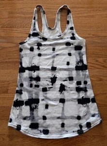 Lululemon Studio Racerback Ghost Weave Bianco Nero Taglia 6 Grigio Grafica Allenamento Palestra - Foto 1 di 3