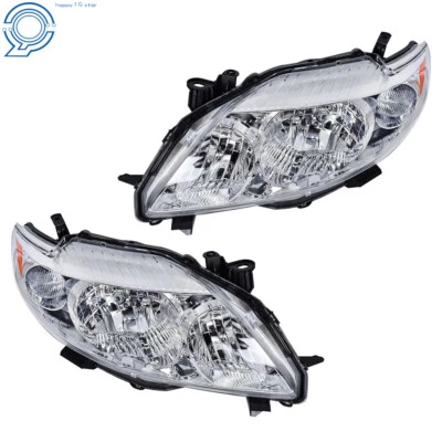 For Toyota Corolla 2009 2010 Halogen Headlights Chrome Housing Driver&Passenger Foto 1 de 4