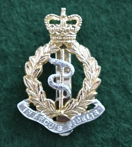 The Royal Army Medical Corps Anodised Cap badge - Silver Serpent - Picture 1 of 3