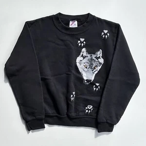 Vintage 90’s Crewneck Sweatshirt Wolf Wolves Size Kids Youth Medium Jerzees - Picture 1 of 5