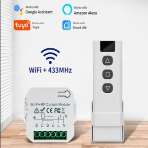 Neu Funk Jalousie Vorhang Schalter Rolladenschalter mit RF Fernbedienung 433mhz - Bild 1 von 13