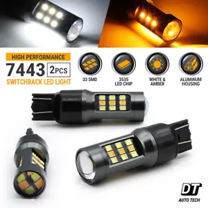 7443 7440 7444 LED Turn Signal Switchback DRL Parking Light Bulbs White/Amber - Bild 1 von 8