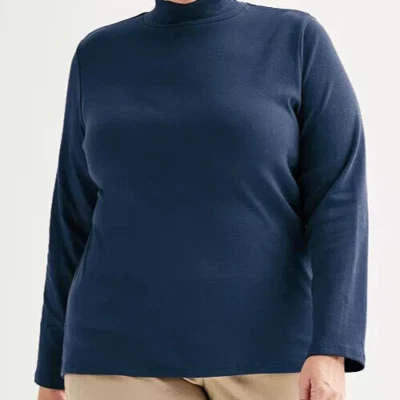 Croft & Barrow Size 2X Navy mock neck knit top, long sleeve, NWT - Image 1 of 3