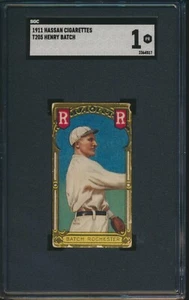 1911 T205 HASSAN GOLD BORDER HENRY BATCH ML SGC 1 MINOR LEAGUER - Bild 1 von 2