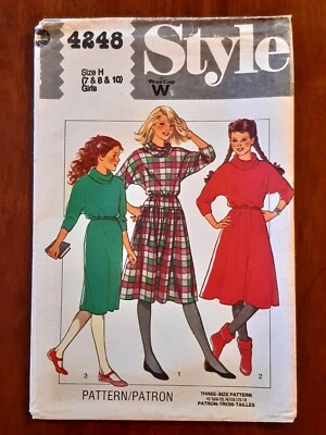 STYLE PATTERN - 4248 GIRLS DRESS PULLOVER KIMONO COWL NECK LOW WAIST 7-10 UNCUT  - Image 1 of 2
