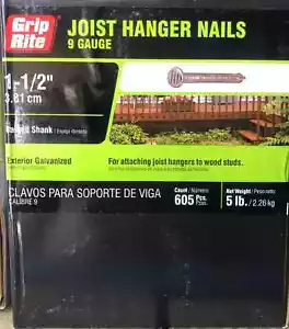 Grip Rite 112HGJST5 (5 Lb Box) Hot Dipped Galvanized Joist Hanger Nails, 1-1/2" - Picture 1 of 1