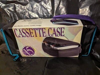 Black/Teal Cassette Tape Storage Case Holder Holds 15 Cassettes Vintage - Image 1 of 3