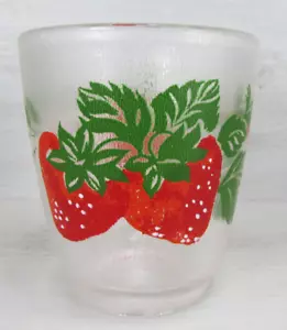 Vaso de fresa vintage HJ Stotter 8 oz lado de piscina de verano MCM EE. UU. aspecto esmerilado - Imagen 1 de 8