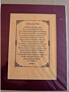 New! Marine Wife Poem Prayer Matted Print, Gift - Appreciation Thank You - Picture 1 of 5