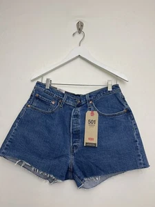 Levi’s 501 Denim Shorts Jive Stone Size 33 Dark Wash High Waist Cotton Blend - Picture 1 of 2