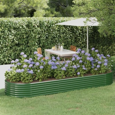 Green Powder-Coated Steel Raised Garden Planter Bed 322x100x36 cm Heavy-Duty XL - Image 1 of 4