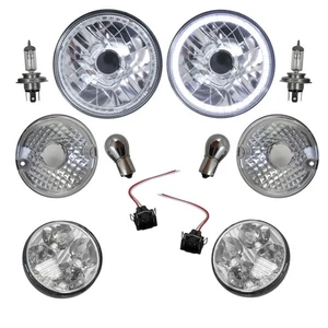SVX style front light lamp kit Land Rover Defender 90 110 grille head RHD ring - Picture 1 of 8