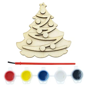 Unfinished Wooden Christmas Tree Ornament Cutout DIY Craft Kit - Bild 1 von 2