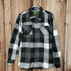 DIXXON Flannel Co. Youth DFC Button Up Long Sleeve Black & Gray Size Medium - Picture 1 of 5