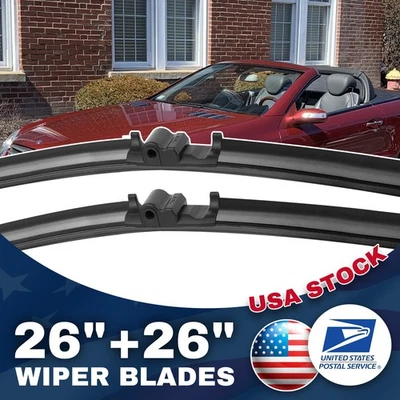 26"& 26"Black Front Windshield Wiper Blades For Mercedes-Benz SL55 AMG 2003-2008 - Image 1 of 4