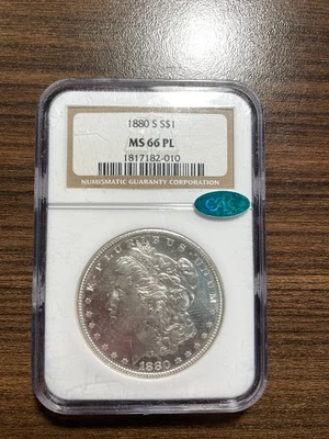 1880-S Morgan Silver Dollar $1 NGC MINT STATE 66 MS 66 PROOFLIKE PROOF LIKE PL - Image 1 of 4