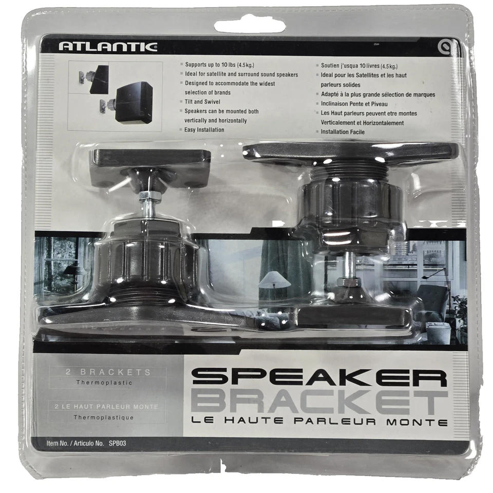 Atlantic Speaker Bracket SPB08 Set of 2 MountsBlacks Satelite and Suround Sound - Image 1 of 4