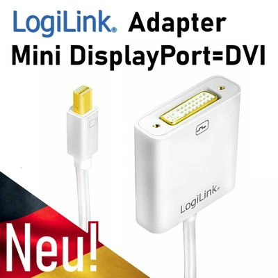 LogiLink CV0037 Adapter Mini DisplayPort auf DVI für Mac Book/Pro PC TFT LCD TV - Bild 1 von 4