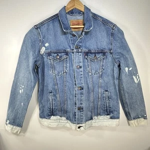 Levis Premium Denim Jacket Men’s Size Large Acid Wash Bleach Dye Denim Jean VG-C - Bild 1 von 23