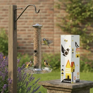 Vogelfutterspender Futtersilo Aluminium wetterfest 38cm Schwarz 6 Anflugplätzen - Bild 1 von 2