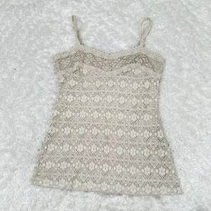 Mango Damen XS Beige Häkel Cami Y2K Boho Hippie Gypsy Festival Sexy - Bild 1 von 8