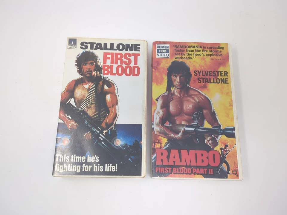 Rambo First Blood Part I & II VHS Thorn EMI HBO Hardcase Clamshell Stallone - Image 1 of 4