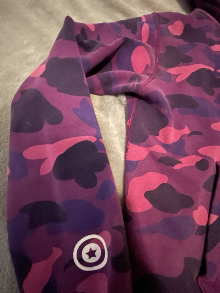 Bathing Ape Bape Purple Camo Full Zip Shark Hoodie Size Medium - Image 1 of 4