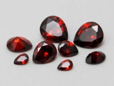 Garnet CZ Pear 4x6 6x8 8x10 10x12 mm AAA Loose Cubic Zirconia Gemstone Red Brown - Image 1 of 4