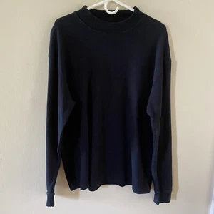 Vintage Men's St. Johns Bay Long Sleeve Black Mock Turtle Neck Size L Large - Picture 1 of 7