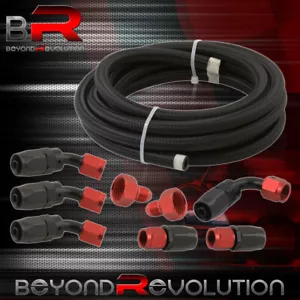 Nylon Braided Fuel Line 13ft 6AN W/ 8PCS Fitting Adapter Kit Red Swivel Hose End - Picture 1 of 3