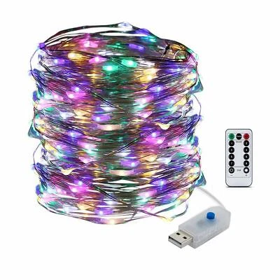 USB Twinkle LED String Fairy Lights 5-20M 50/100/200LED Copper Wire Party Remote - Image 1 of 4
