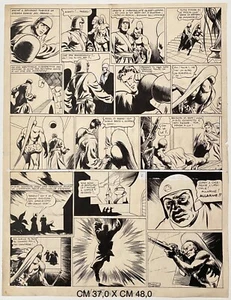 GUERRI MARIO RAFF PUGNO D’ACCIAIO TAVOLA ORIGINALE FUMETTO FANTASCIENZA ANNI 50 - Imagen 1 de 2