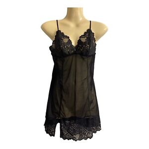 KAYSER Brazilian Baby Doll Sz 12 Chemise Lace Cups Nightie Lingerie Sultry Black