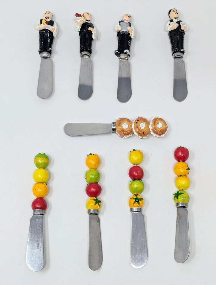 Lote de 9 cuchillos esparcidores de queso mantequilla Boston Warehouse de colección tomates mayordomo Foto 1 de 4