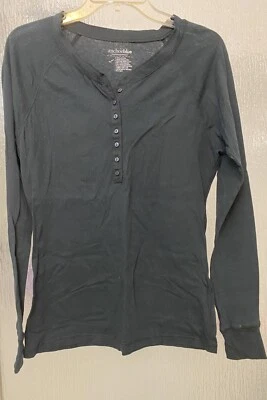 Anchor Blue Baseball Style Top Womens Size Large Long Sleeve Black - Image 1 of 4