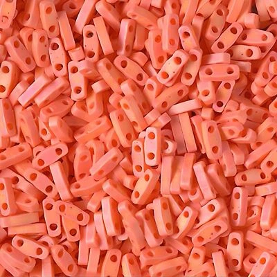Miyuki Quarter Tila Beads 2-Hole 5x1.5mm Matte Opaque Orange AB 7.2GM - Image 1 of 3
