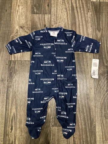 Seattle Seahawks NFL One-Piece Baby Fleece Pajamas Sleeper, Size 3-6. Months NWT Cover