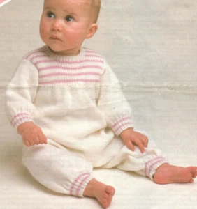 Knitting pattern copy 1730. Baby all in one suit. 16-20" chest. 4ply - Picture 1 of 1