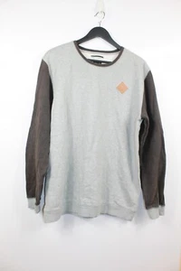 RVCA Men's Grey & Faded Black Long Sleeve Fleece Pullover Jumper Size XL SLIM - Picture 1 of 11