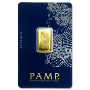 5 G PAMP SUISSE .9999 LADY FORTUNA 24K GOLD BAR BU - Picture 1 of 6