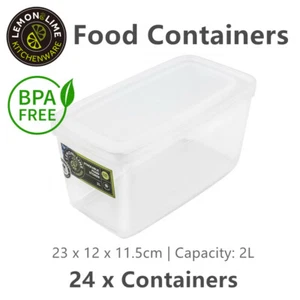 24 x BPA Free 2L Food Storage Containers Rectangular Stackable Plastic Box Tub - Picture 1 of 2