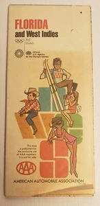 Vintage Road Map Florida and West Indies 1972 Munich Olympics Pictorials AAA M2 - Picture 1 of 6