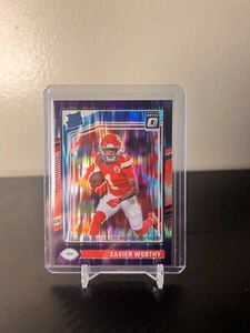 2024 Donruss Optic Xavier Worthy Purple Shock Rated Rookie RC #300 Chiefs - Picture 1 of 2