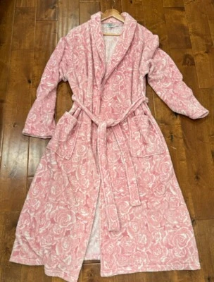 Albornoz Laura Ashley Floral Rosas Rosa y Blanco Largo Completo Bolsillos XL Foto 1 de 4