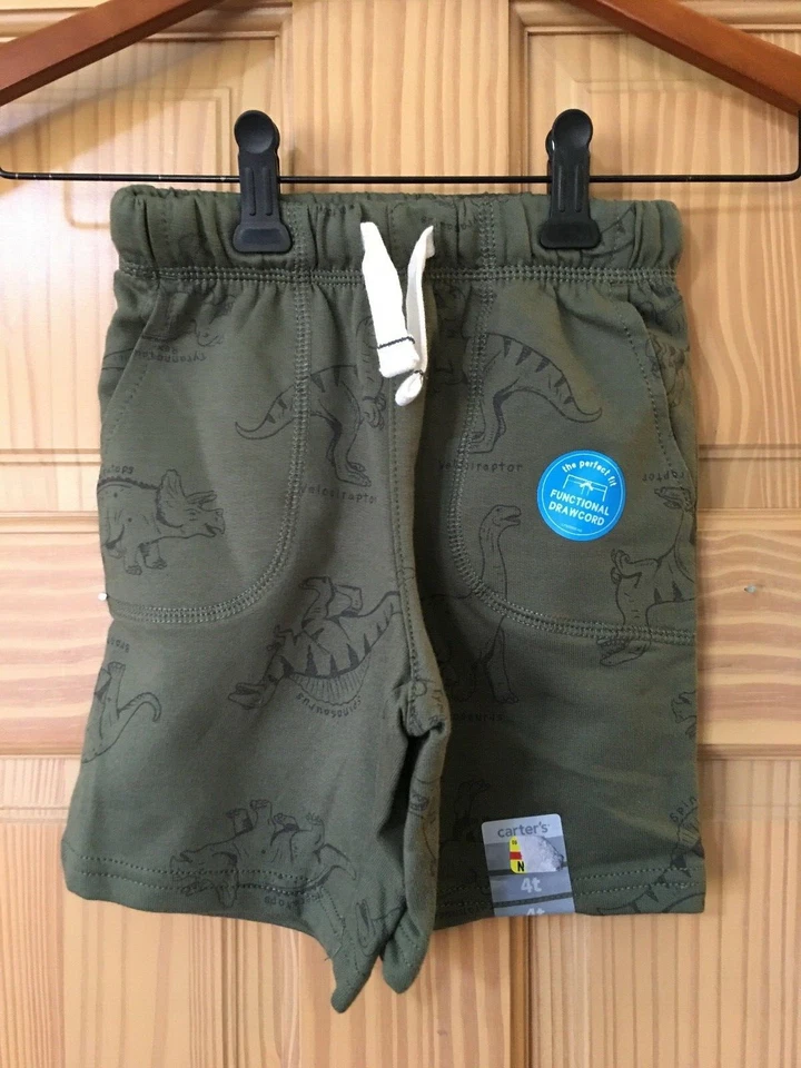 New Carter's Boy Pull-On Knit Green Dinosaur Shorts many sizes - Image 1 of 1