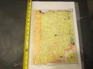 Original Color Map Indiana Railroad Historic 17x11 State Railway Map - Picture 1 of 9