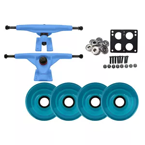 CAMION LONGBOARD CIANO 180MM, RUOTE AQUA 76MM, CONFEZIONE 7 CUSCINETTI ABEC - Foto 1 di 1