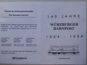 Sonderpost 140 Jahre Würzburger Bahnpost 1994, Karte mit zwei Marken Zeppelin - Bild 1 von 3