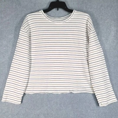 Vince Sudadera Mujer Pequeña Blanca Rayas Recortada Informal Polar Cuadrado Pullover  Foto 1 de 4